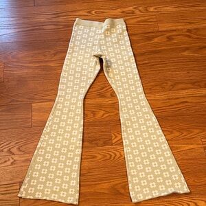 Princess Polly Adora sage green and Cream Floral Flare Pants